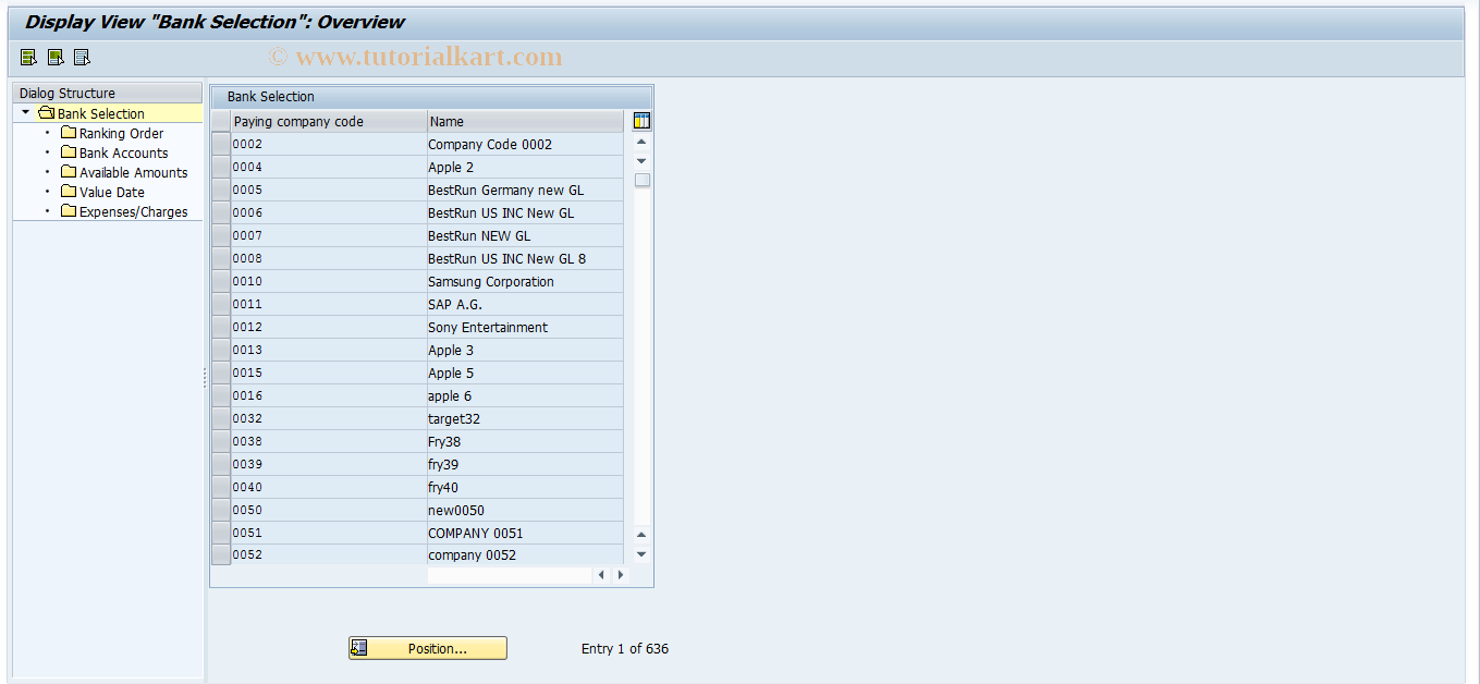 SAP TCode OBZ5 - Maintain Bank Determination Ranking