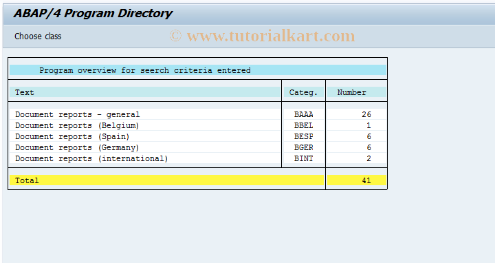 SAP TCode OBZE - Reporting Selection: Documents