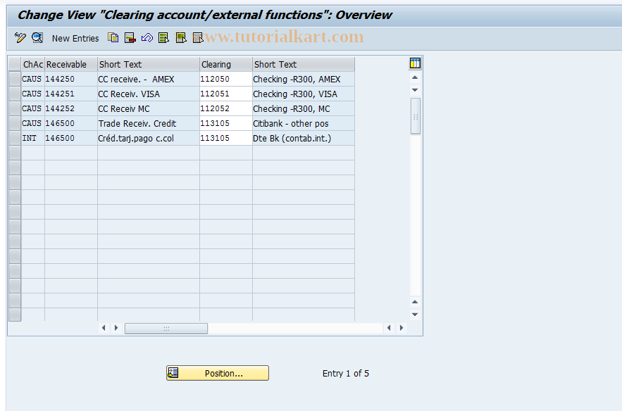 SAP TCode OBZI - C FI Maintenance Table TCCAA