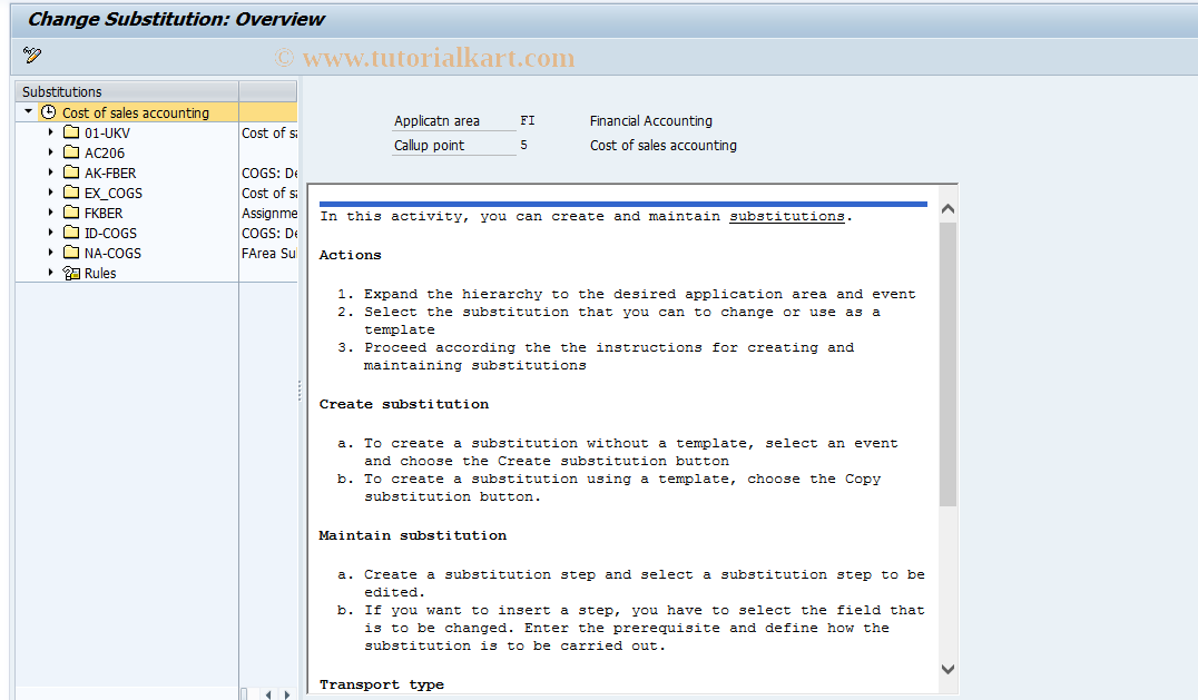 SAP TCode OBZN - C FI Substitution FI/0005: Change