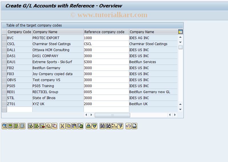 SAP TCode OB_GLACC01 - Create G/L accounts with reference