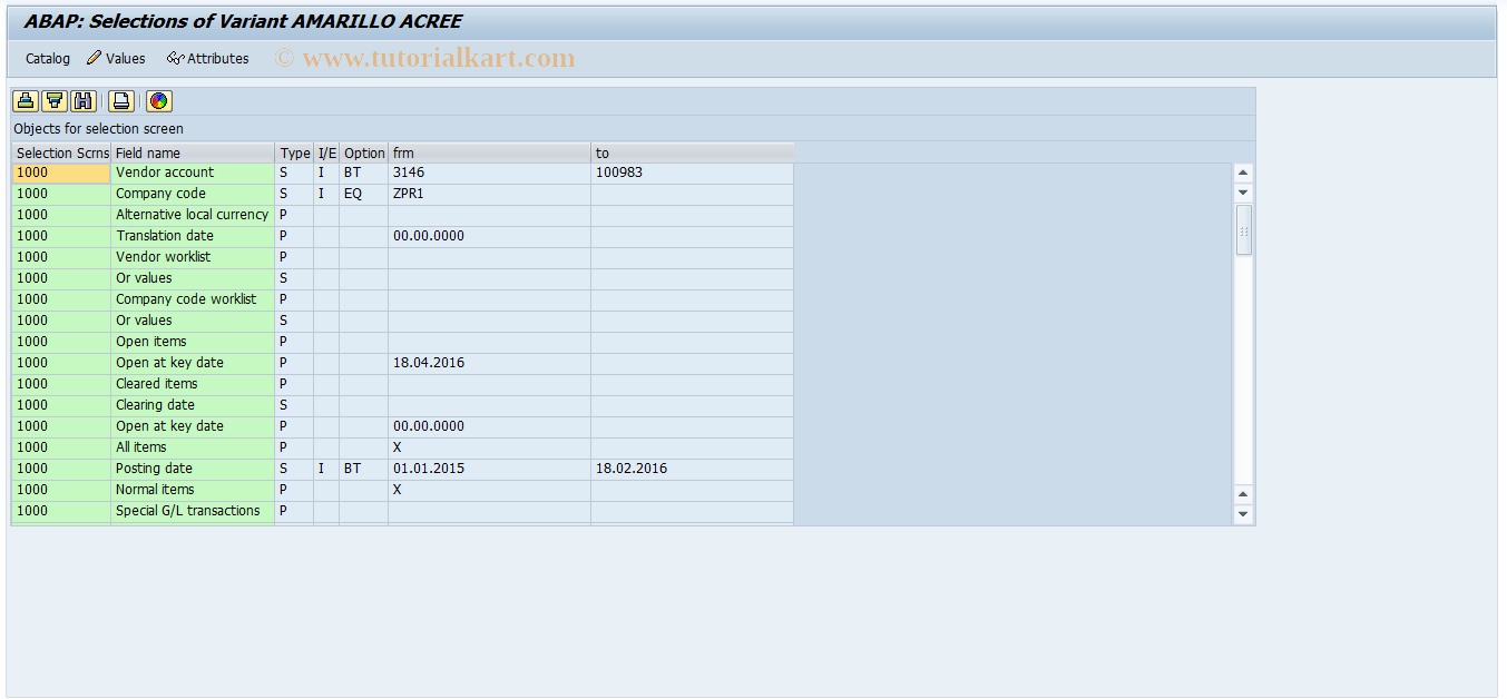 SAP TCode OB_VAR_FBWAPI0 - FI Customer : INet/Service Variants
