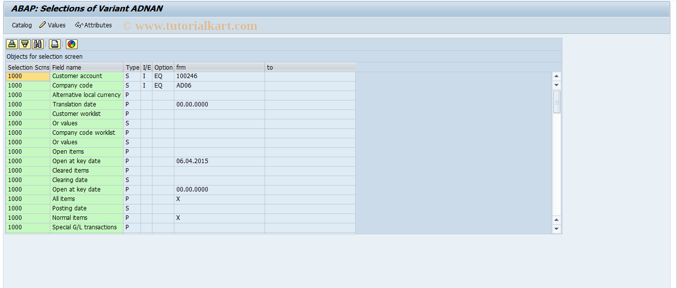 SAP TCode OB_VAR_FBWARI0 - FI Customer : INet/Service Variants