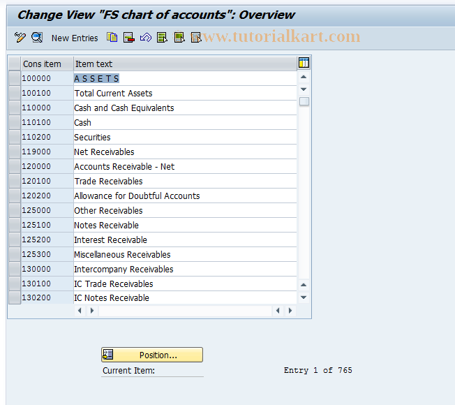 SAP TCode OC03 - C FI-LC : Table T854