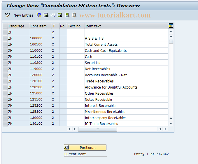 SAP TCode OC05 - C FI-LC : Table T854T