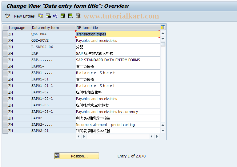 SAP TCode OC17 - C FI-LC : Table T859T