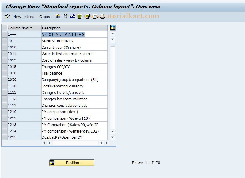 SAP TCode OC20 - C RF-KONS : Table T862Q -> T862S