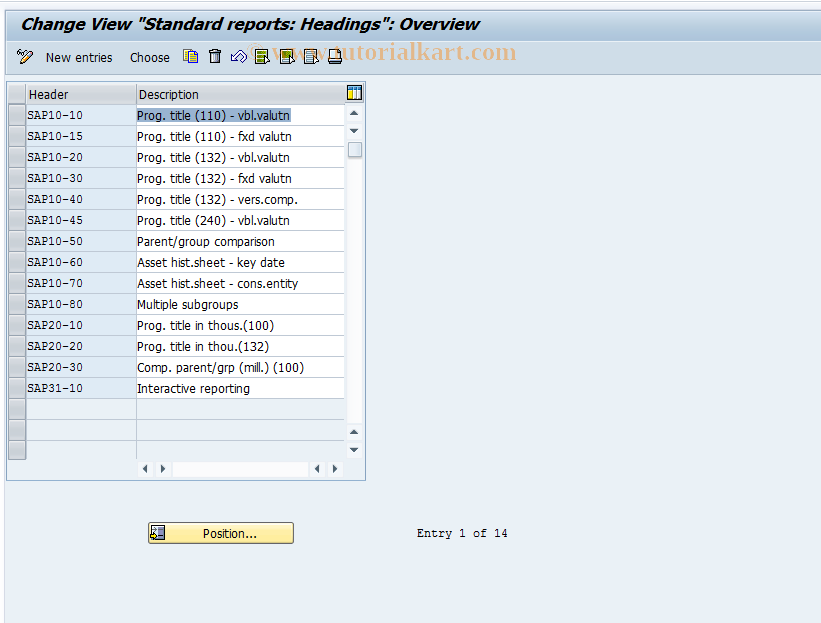 SAP TCode OC21 - C RF-KONS : Table T862K -> T862T