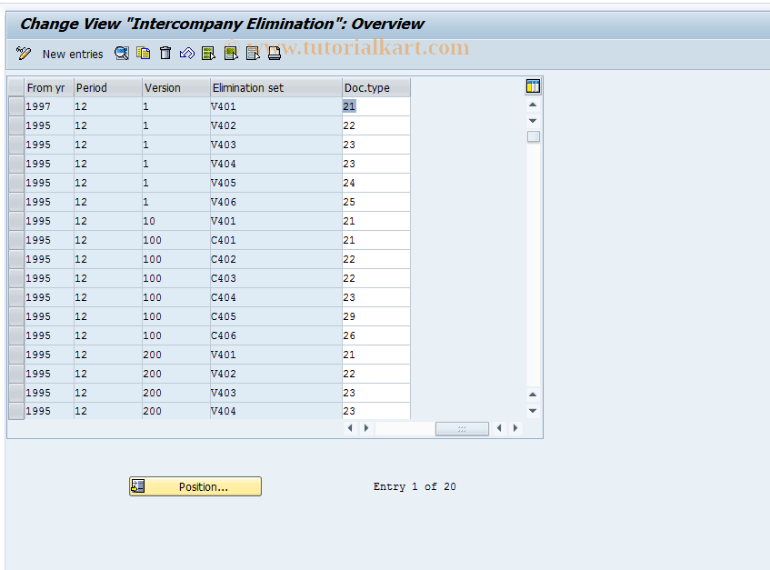 SAP TCode OC27 - Customizing IC eliminations