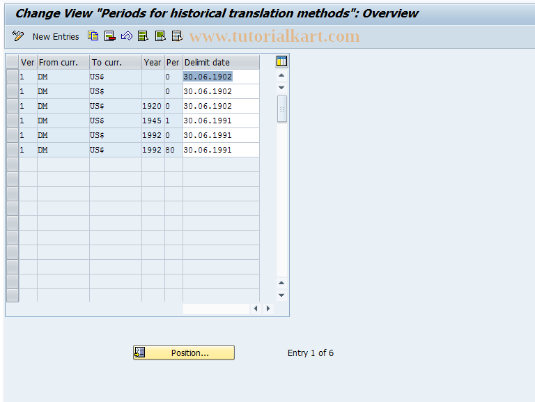 SAP TCode OC39 - C FI-LC : Table T884H