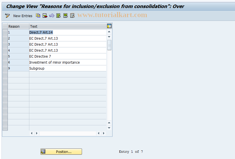 SAP TCode OC48 - C FI-LC : Table T855