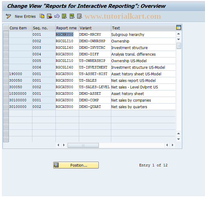 SAP TCode OC49 - C FI-LC: Table T863I