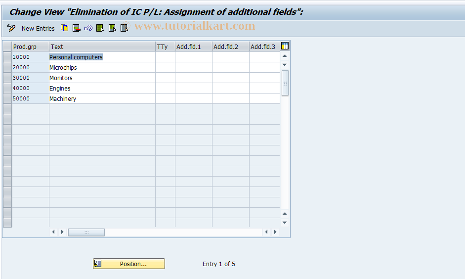 SAP TCode OC51 - C RF-KONS : Table T866Z - add.fld