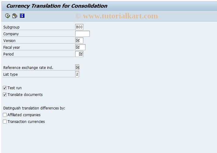 SAP TCode OC91 - Currency Translation (Consolidation)