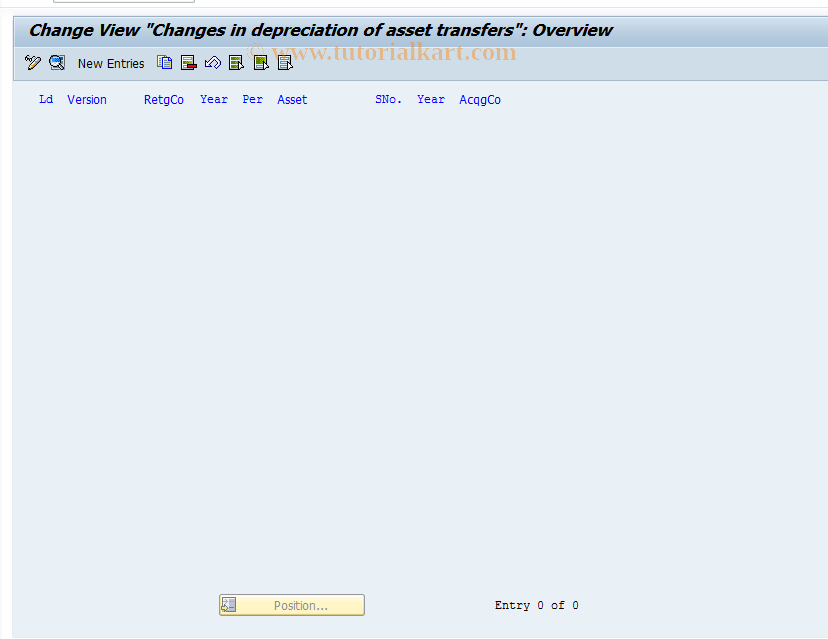 SAP TCode OCA4 - C FI-LC: Asset Tfr Department History Tble