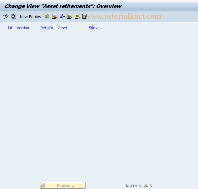 SAP TCode OCA7 - C FI-LC: IC Asset Transfers Table