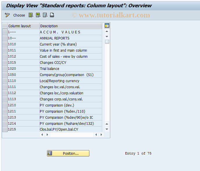 SAP TCode OCAE - C FI-LC: Display V_T862Q