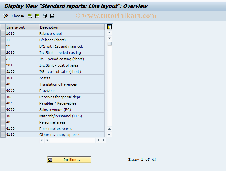 SAP TCode OCAF - C FI-LC: Display V_T862X