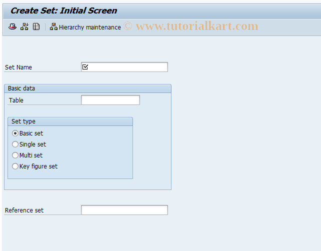 SAP TCode OCBA - Create set