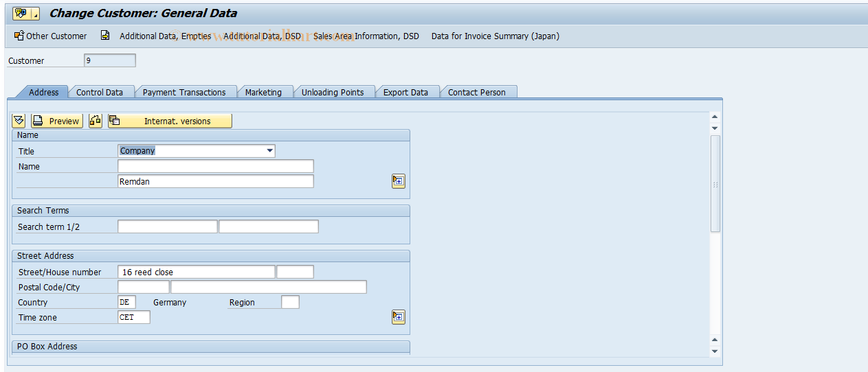 SAP TCode OCCD - Customer: Maintain Trading Partner