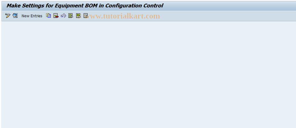 SAP TCode OCCM1 - Equip. BOM Settings for CC
