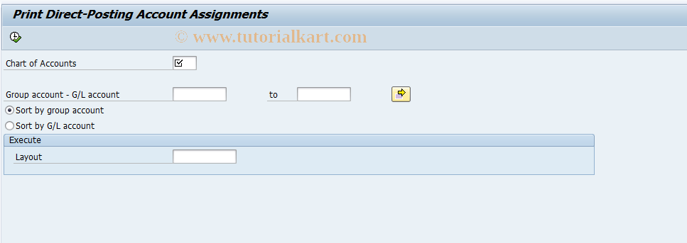 SAP TCode OCCP - Print G/L account / group account
