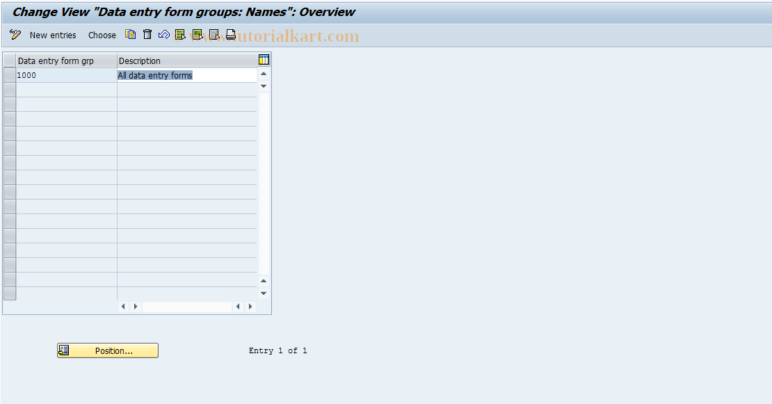 SAP TCode OCDA - Maintain data entry form groups