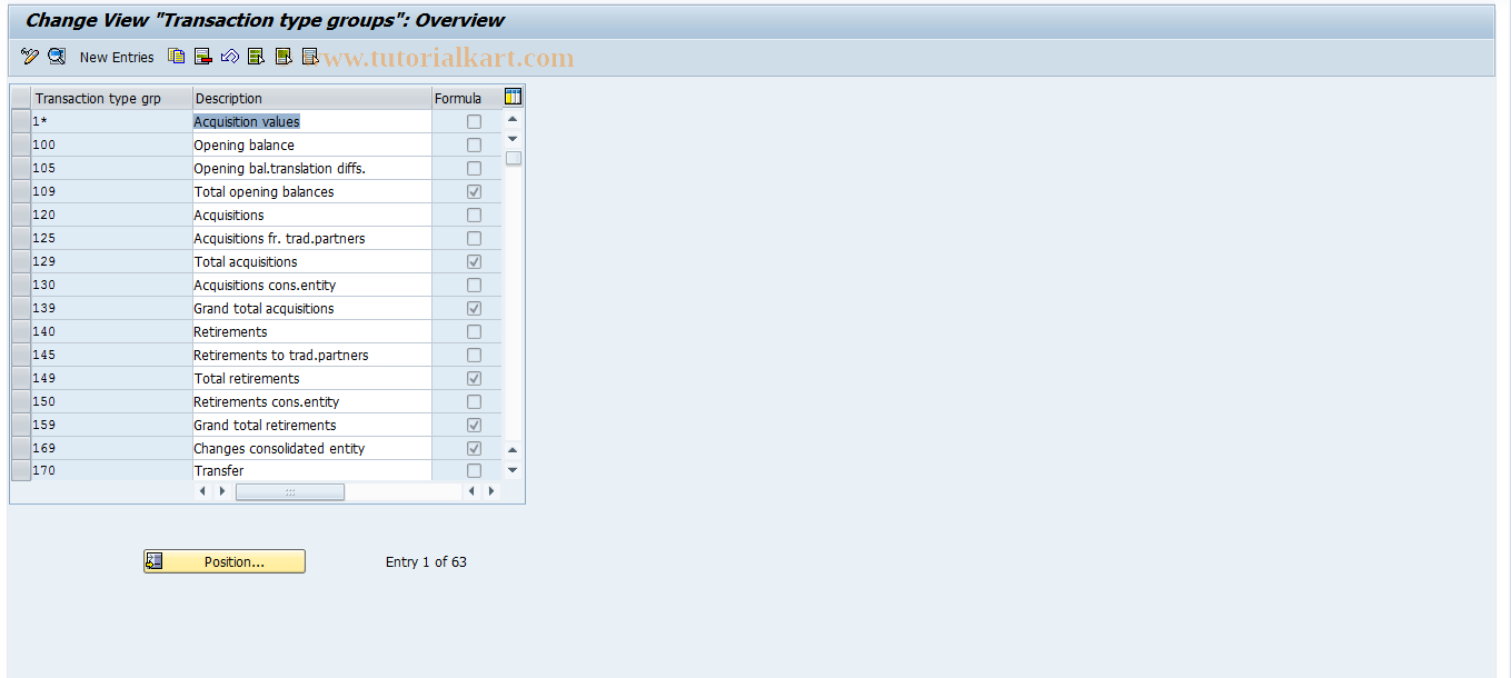 SAP TCode OCDC - Maintain Transaction Type Groups