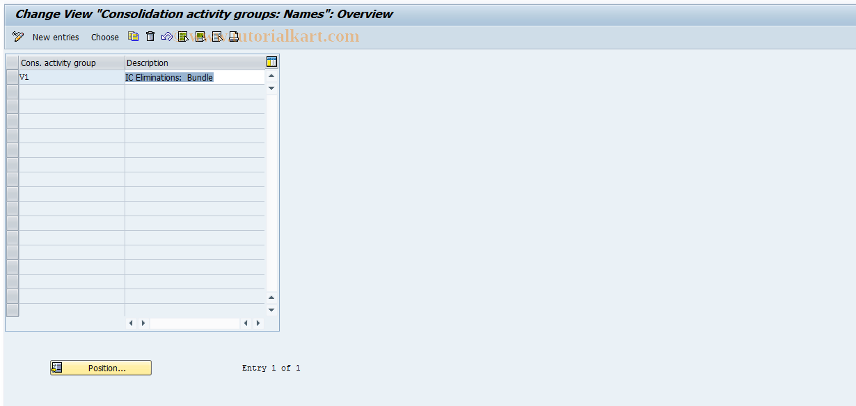 SAP TCode OCDE - Maintain Cons. Activity Groups