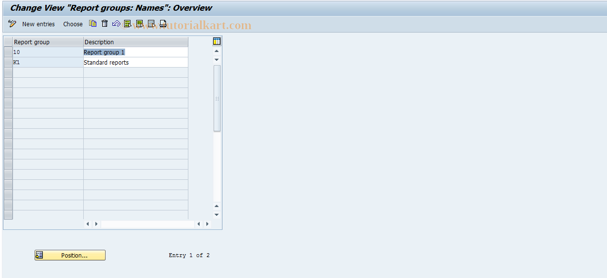 SAP TCode OCDG - Maintain Report groups