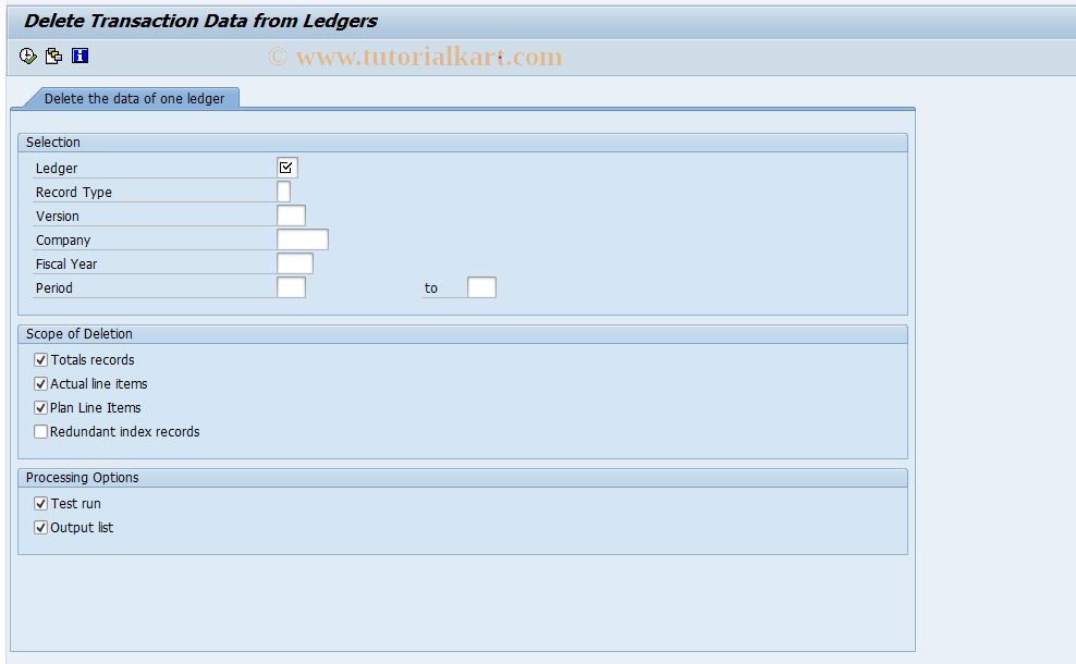 SAP TCode OCDL - Delete FI-LC Ledger Transaction data