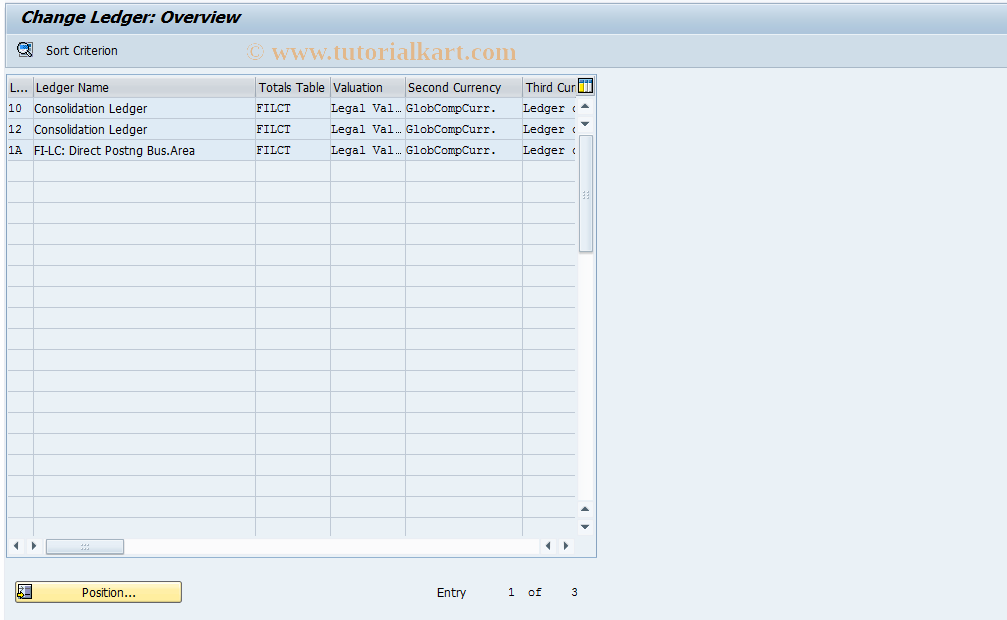 SAP TCode OCL2 - FI-LC: Change Ledger