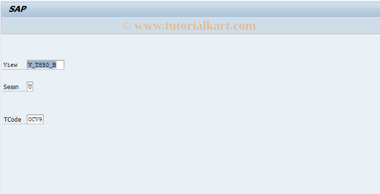 SAP TCode OCV9 - FI-LC: V_T850_B (DBase entry)