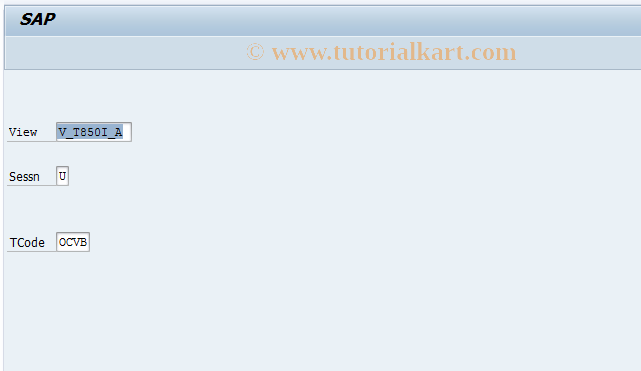 SAP TCode OCVB - FI-LC: V_T850I_A (Dbase entry)