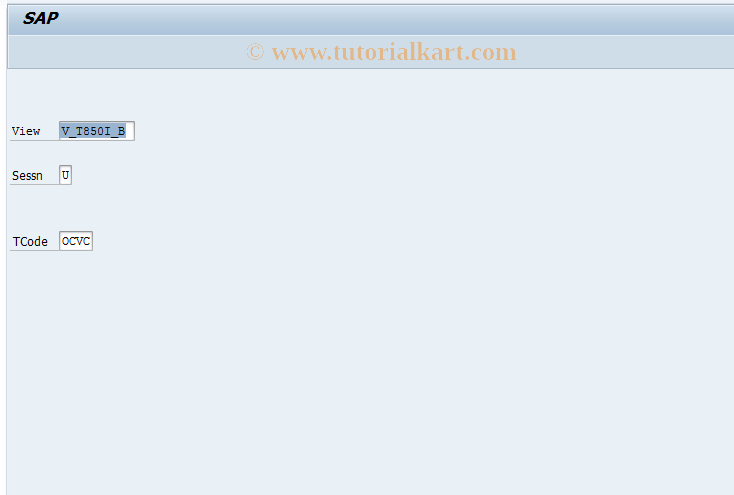 SAP TCode OCVC - FI-LC: V_T850I_B (PC entry, other)