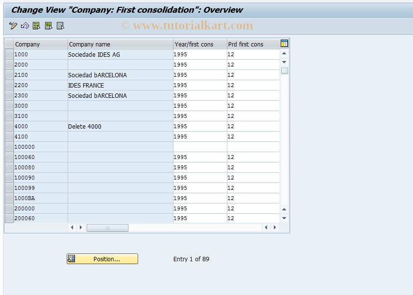 SAP TCode OCVF - FI-LC: V_T850_E (only first consol.)