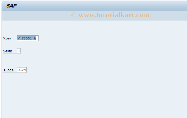 SAP TCode OCVN - FI-LC: V_T850I_A (from SAP System)