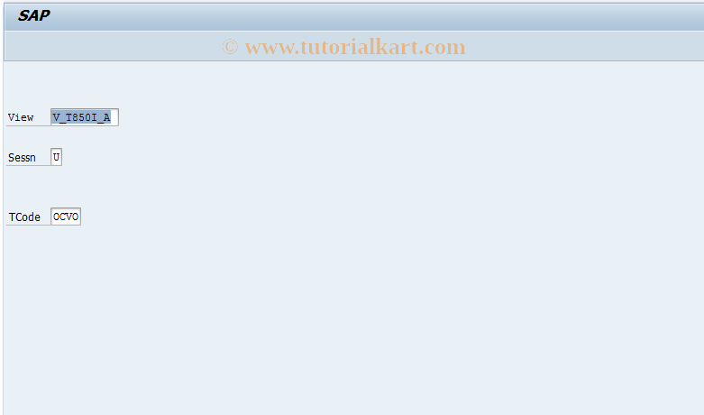SAP TCode OCVO - FI-LC: V_T850I_A (from R/2 system)