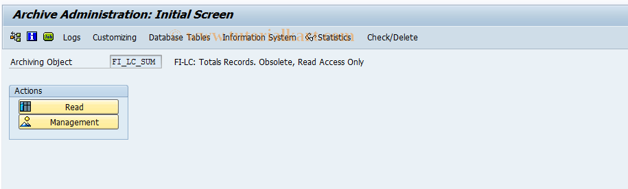 SAP TCode OCY1 - Create Totals Archive