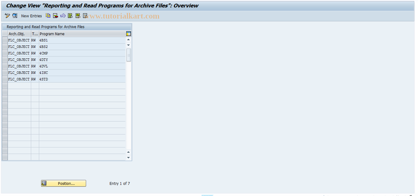 SAP TCode OCY6 - RW/RP Reports for FI-LC Archive