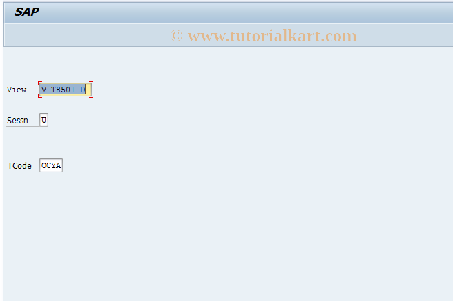 SAP TCode OCYA - FI-LC: V_T850I_D (Access Data Entry)