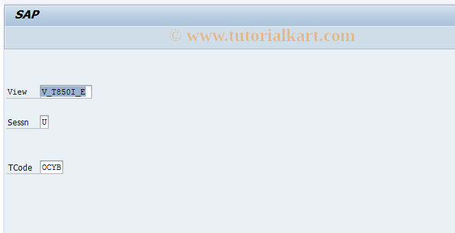 SAP TCode OCYB - FI-LC: V_T850I_E (Dbase Data Entry)