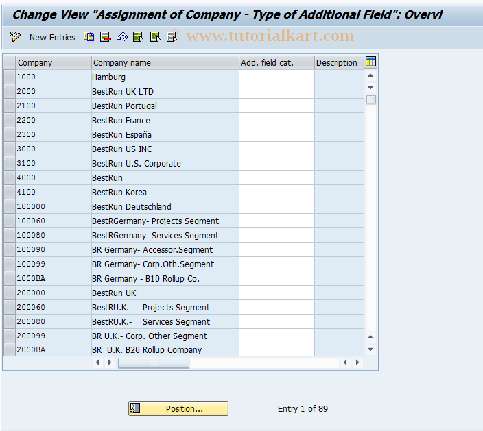 SAP TCode OCYC - Assign Type of Additional Field