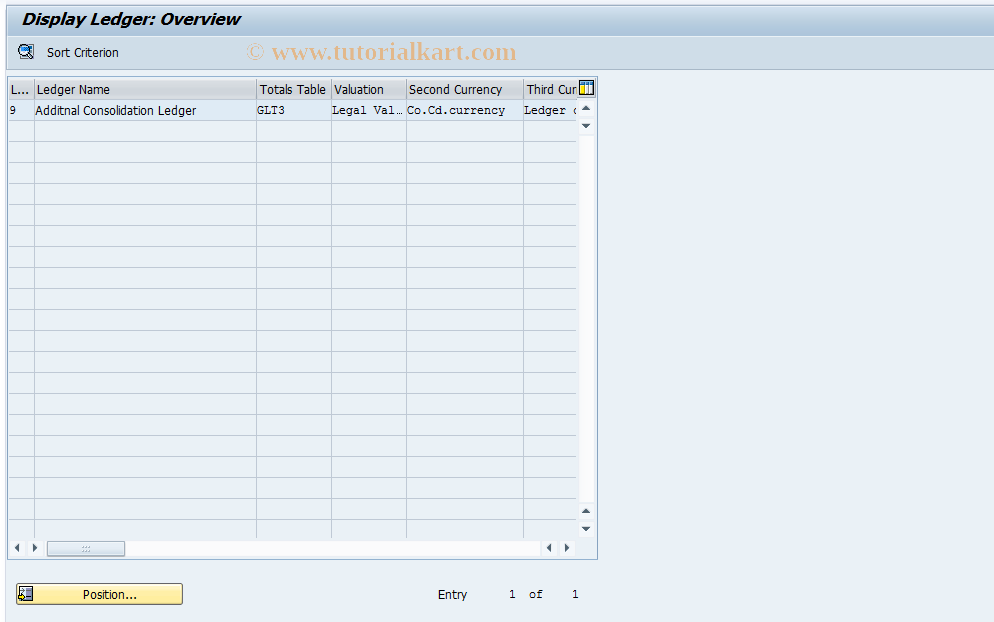 SAP TCode OCZ3 - FI-SS: Display Add. Ledger