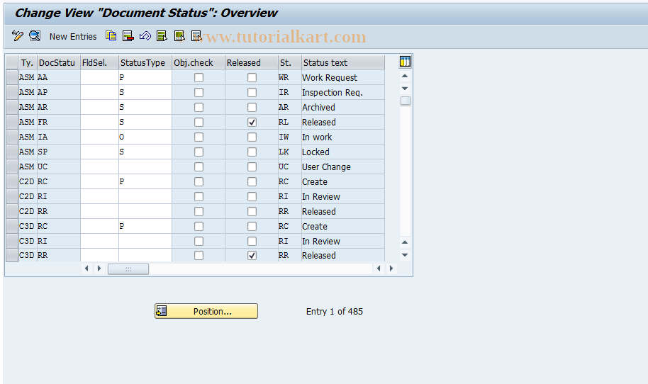 SAP TCode OD10 - Document Status