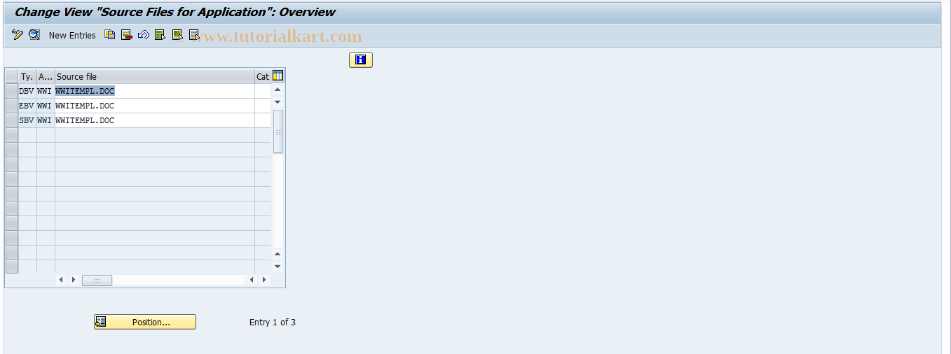 SAP TCode OD13 - Sources for Application