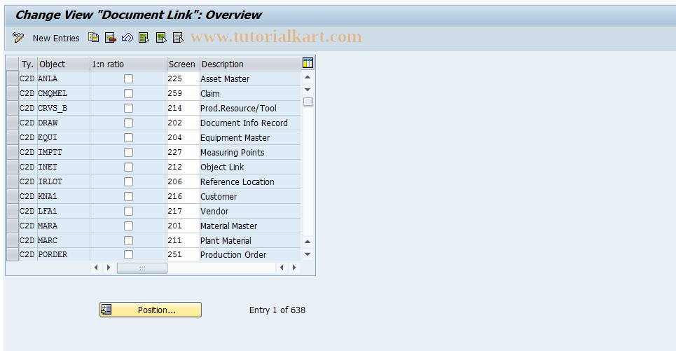 SAP TCode OD15 - Object Link