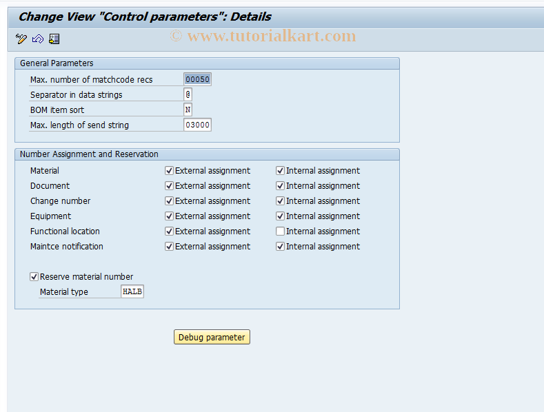 SAP TCode OD51 - Control Parameters