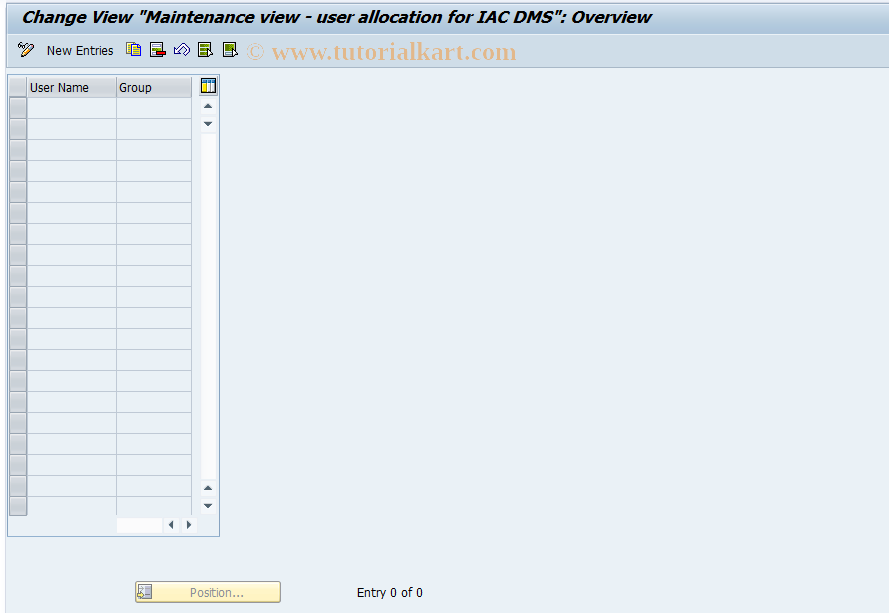 SAP TCode OD52 - DMS IAC - User allocation