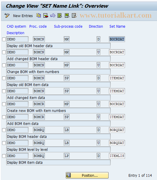 SAP TCode OD56 - Assign Field Sets